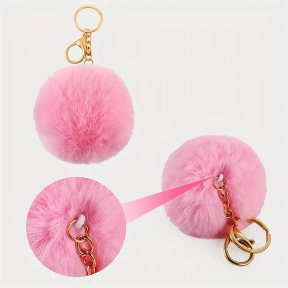 957 ❤️ 6 Pack Faux Fur Pom Pom Keychain Kit Cute Soft Bag Purse Backpack Charms - Picture 4 of 6